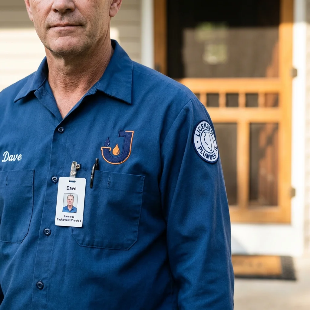 Licensed plumber showing ID badge in Tsaile, AZ
