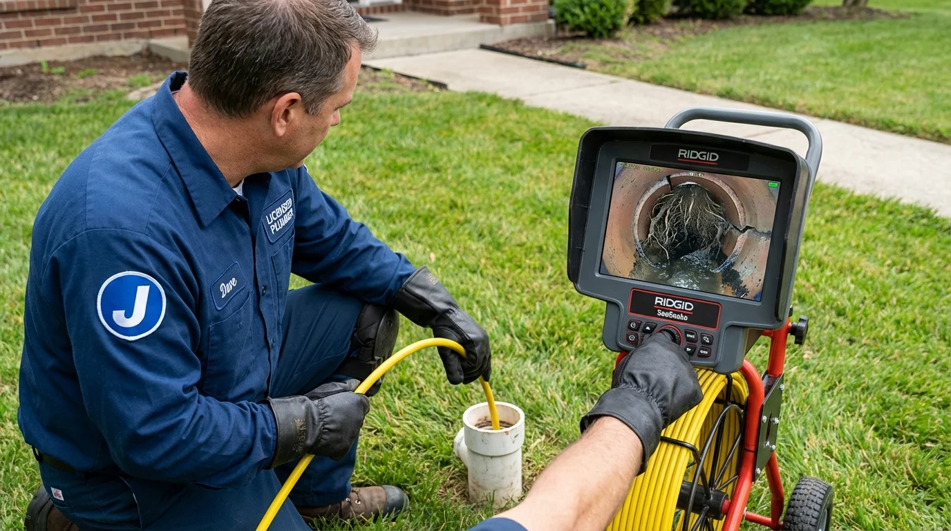 Sewer camera inspection being performed by Johns Plumbing LLC in Tsaile